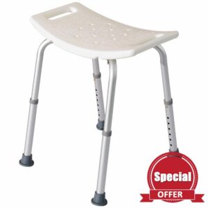 HOMCOM Portable Non-Slip Adjustable Shower and Bath Stool Bench Aluminum Frame