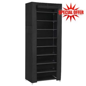 SONGMICS 10-Tier Shoes Rack with Dustproof Cover