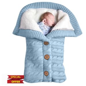 Newborn Baby Swaddle Wrap Infant Winter Warm Knitted Swaddle Baby Boys Girls Swaddle Blanket Sleeping Bag Soft Thick Fleece Stroller Wraps