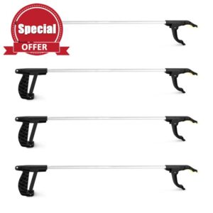 KEPLIN 4 Pack Litter Picker Ergonomic Long Reach Handle 30 Inch (75cm) Garden Tool