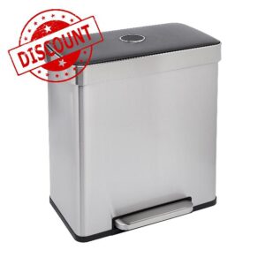 Amazon Basics Rectangular Recycling Rubbish Bin with 2 Compartments