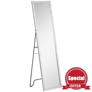 HOMCOM Full Length Mirror Free Standing Mirror Dressing Mirror with PS Frame Modern Wall Mirror for Living Room and Bedroom 34 x 144cm