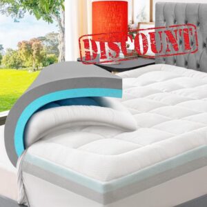 ELEMUSE Dual-layer Memory Foam Mattress Topper with Bamboo Pillow Top Cover for Back Pain Relief