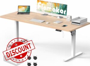 Flamaker Large Standing Desk 200x80cm with USB Charging Port