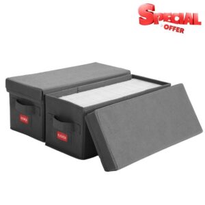 NUSWOR CD Storage Box with Lid - Stackable CD Organizer and DVD Case Holder - Holds 70 Jewel Cases