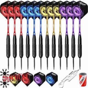 CyeeLife Steel tip Darts set 22/28g With Aluminium Shafts(4 Colors)+16 Protectors and Flights+Sharpener+Tool