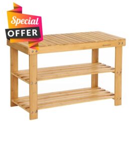 SONGMICS 3-Tier Bamboo Shoe Bench