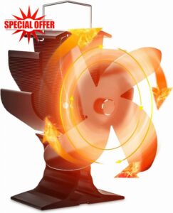 Signstek Log Burner Fan Stove Fan Wood Burning 4 Blades Heat Powered Fireplace Burner Fan - Silent Operation - Eco Friendly Circulation for Wood/Log Burner/Fireplace