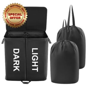 Lifewit 136L Double Laundry Hamper with Lid and Removable Laundry Bags