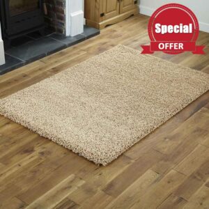 Everest 5 cm Thick Pile Shaggy Modern Area Rugs Small To Large Rugs Floor Living Room Hall Bedroom Rugs Rug Runners Light Beige 110 x 160 cm (3feet 7 Inch x 5feet 3 Inch)
