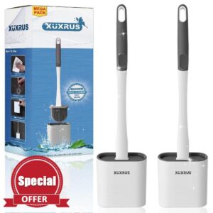 XUXRUS Silicone Toilet Brush with Quick Drying Holder Set -2Pack