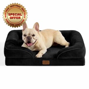 Bedsure Medium Dog Sofa Bed - Washable Orthopedic Dog Beds and Couch with Removable Flannel Zipper Cover