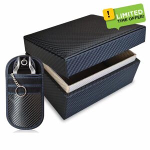 Faraday Box for Car Keys & Faraday Pouch for Car Keys | Keyless Car Key Signal Blocker Box | RFID Key Box and Faraday Pouch for Car Keys | Anti-Theft Signal Blocking Cages