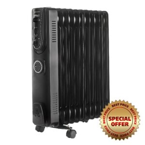 Oil Filled Radiator 11 Fin – Oil Heater Portable Electric Free Standing 2500W for Home
