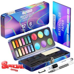 ARTISTRO Metallic Watercolor Paints Set of 18