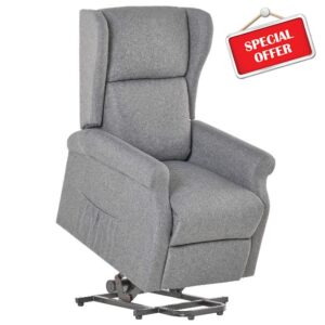HOMCOM Electric Lift Chair Stand Assist Recliner Armchair Sofa Comfortable Padded Linen Fabric Functional w/Remote Control Versatile Use - Grey
