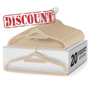 ZOBER Velvet Coat Hangers w/ Tie Bar - 20-Pack Premium Non-Slip Velvet Hangers for Clothes - Space-Saving Clothes Hangers w/ 360 Degree Swivel Hook for Suits