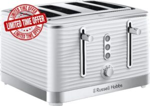 Russell Hobbs 24380 White Inspire High Gloss Plastic Four Slice Toaste