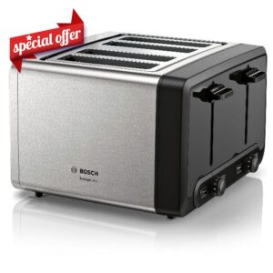Bosch DesignLine Plus TAT4P440GB 4 Slot Stainless Steel Toaster with variable controls - Stainless Steel