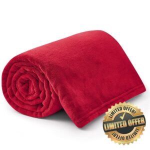 RUIKASI Fleece Blanket Red Sofa Throw - Soft Warm Throws Blanket for Bed Couch