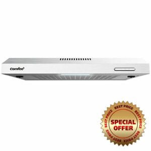 COMFEE' 60 cm Visor Cooker Hood SLIF17SS-60 LED Under Cabinet Hood Wall Mounted Extractor Fan Kitchen 600 mm Top Vented Range Hood - Stainless Steel            [Energy Class B]