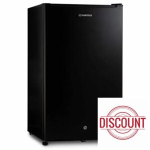 Subcold Eco100 LED Under-Counter Black Fridge | Freestanding Refrigerator | Solid Door with Chiller Box | LED Light + Lock & Key | Energy Efficient (100L