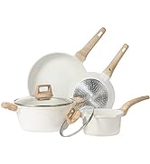 CAROTE Pots and Pans Set Nonstick,White Granite Induction Kitchen Cookware Sets,14 Pcs Non Stick ...
