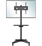 BONTEC TV Floor Stand with 2 Tempered Glass Shelves for 30-65 LED OLED LCD Plasma Flat Curved Scr...