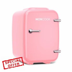 MONCOOK Mini Fridge For Bedrooms - Portable & Quiet Mini Fridges For Skin Care