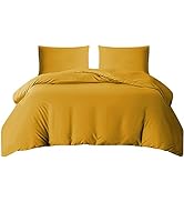 Hafaa Double Duvet Cover Set – Brushed Microfiber Plain Navy Bedding Bed Set with Pillow Cases – ...