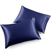 Hafaa Burgundy Pillow Cases 2 Pack- Luxury Satin Pillowcases with Envelope Closure, Satin Pillowc...