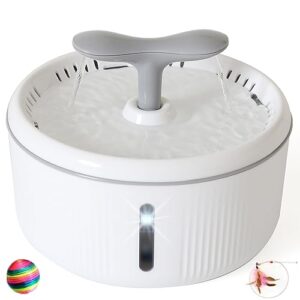 Automatic Pet Water Fountain Super Quiet with 2 Pet Toys LED Light and Activated Carbon Filter