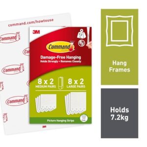 Value Pack - 8 x 2 Medium and 8 x 2 Large Adhesive Strips - For Pictures
