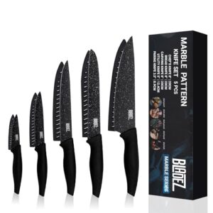 5 Pcs Stainless Steel Kitchen Knives Set with Ultra Sharp Blade and Soft Handle