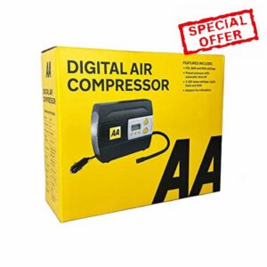 AA 12V Digital Tyre Inflator AA5502 – For Cars Other Vehicles Inflatables Bicycles - Shows PSI BAR KPA 0-120 PSI – Includes Adaptors