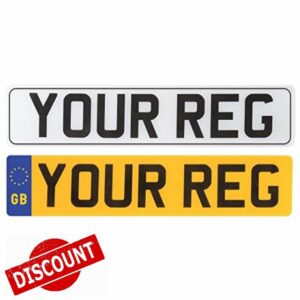 Defence Line Pair Standard Number Plates 100% MOT Compliant - Car / Van - Customised Road Legal Personalised Registration (Pair - Front & Rear) (Pair - Front & Rear)