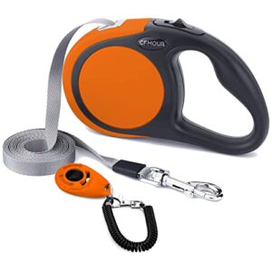 5m/20kg Orange Heavy-Duty Extendable Dog Leads for Small to Medium Dogs; Strong Nylon Tape Ribbon Leash
