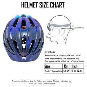 Bike Helmets for Kids with Light and Visor for Boys Girls Bike Helmet Kids Cycle Helmet Kids Childrens Bike Helmet Bicycle Cycling Helmet Kids (50-57CM)