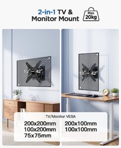Swivels Tilts TV Wall Mount for Flat & Curved TV，VESA 75x75mm to 200x200mm up to 20kg