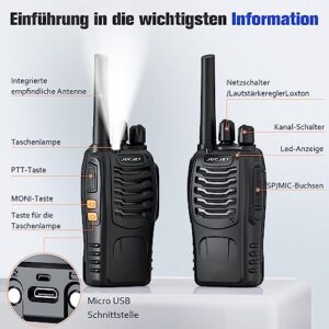 16 Channel Handheld 2 Way Radio Rechargeable with Flashlight Li-ion Battery and Charger(4 Pack)