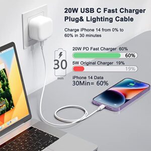 20W USB C Fast Charger Plug with iPhone Charger Cable 1M