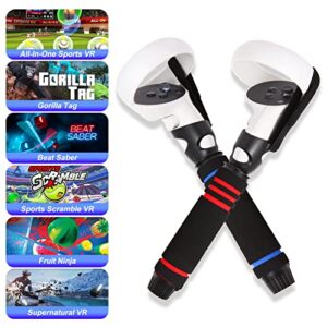 2 in 1 Upgraded Multipurpose VR Dual/Long Stick Handle Extension Grips for Oculus Quest 2 Controllers Playing Beat Saber Gorilla Tag Games