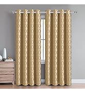 Hafaa Blackout Curtains for Bedroom – Embossed 260 GSM Grey Eyelet Curtains 46x54 Inch Living Roo...