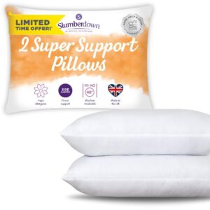 Slumberdown Pillows 2 Pack - Super Support Firm Side Sleeper Bed Pillows for Neck and Shoulder Pain Relief - Comfy & Supportive