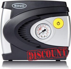 Ring Automotive - RAC610 12v electric tyre inflator air compressor car pump with pressure gauge and valve adaptors for car