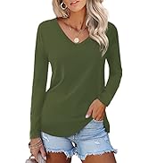 Beluring Women Casual V Neck Tops Long Sleeve Pleated Tunic Tops Shirts Blouse
