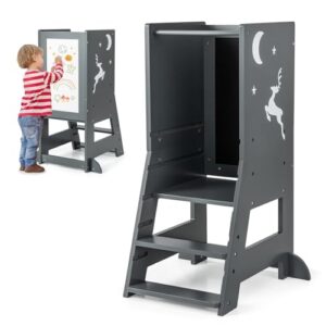 Wooden Kitchen Toddler Helper Stand with Adjustable Height