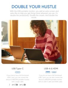 IPS Monitor Screen with HDMI/Type-C/USB-C Connectors