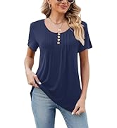 Beluring Womens Tops Lace Short Sleeve Crew Neck Pleated Shirt Summer T Shirts