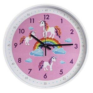 12-Inch Non-Ticking Colorful decorative wall clock Quiet Wall Clocks For Kids/Girls/Boy Living Room (Pink)…